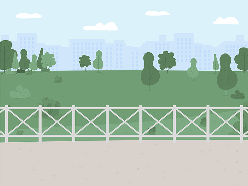 Park and recreation area flat color vector illustration