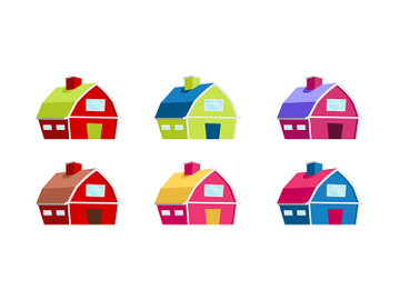 Colorful houses flat color vector objects set preview picture