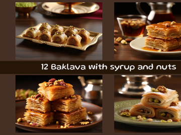 Baklava with syrup and nuts preview picture