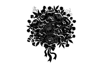 Silhouette of a bouquet with flowers and bow preview picture