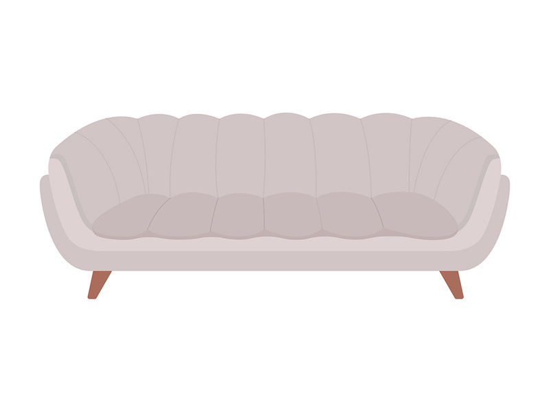 Grey couch semi flat color vector object