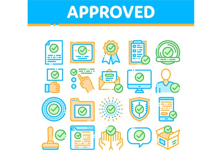 Approved Collection Elements Vector Icons Set