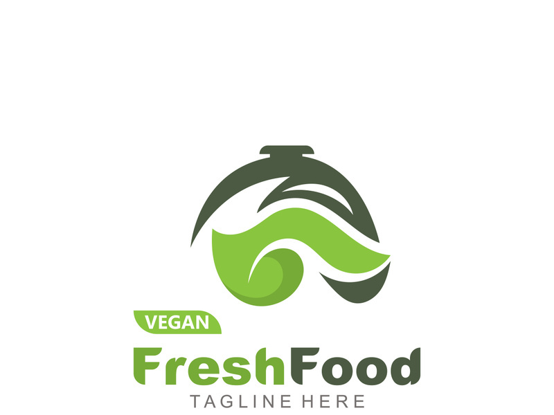 Fresh food logo healthy product badge or label food and drink market, vegan, nature organic premium quality design