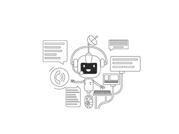 Chatbot communication app thin line concept vector illustration preview picture