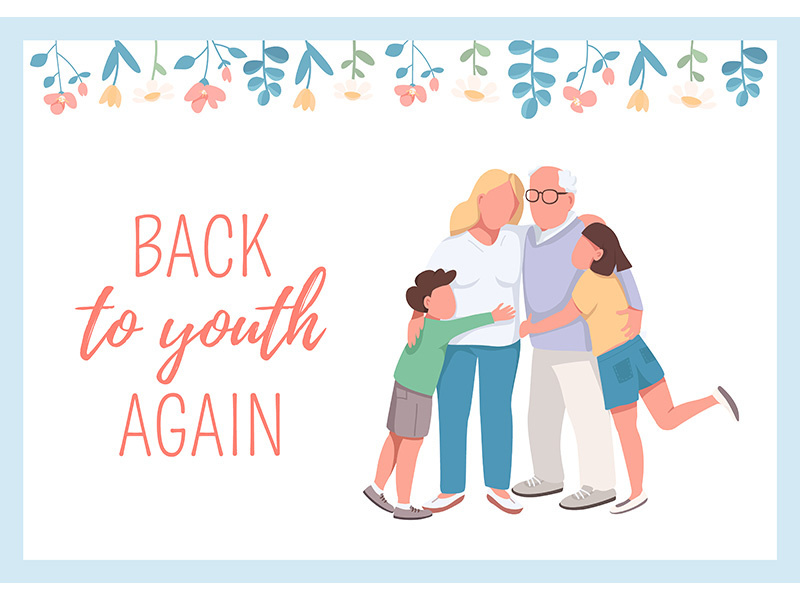 Back to youth again poster flat vector template