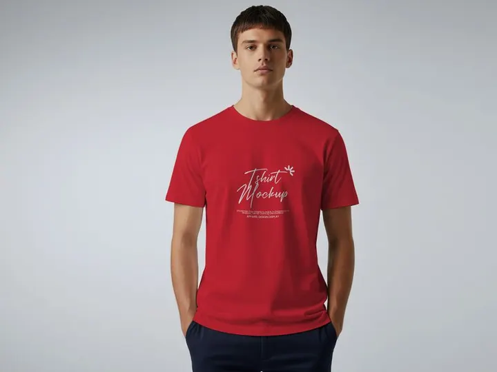Mens T-shirt Mockup Front View And Back View