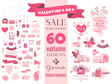 Valentine's Day Sale Editable Vector Scene Creator preview picture