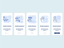 Stages of coming out light blue onboarding mobile app screen preview picture