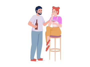 Date at bar semi flat color vector characters preview picture