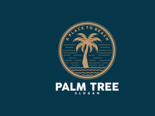 Palm Tree Logo, Beach Vector, Summer Design