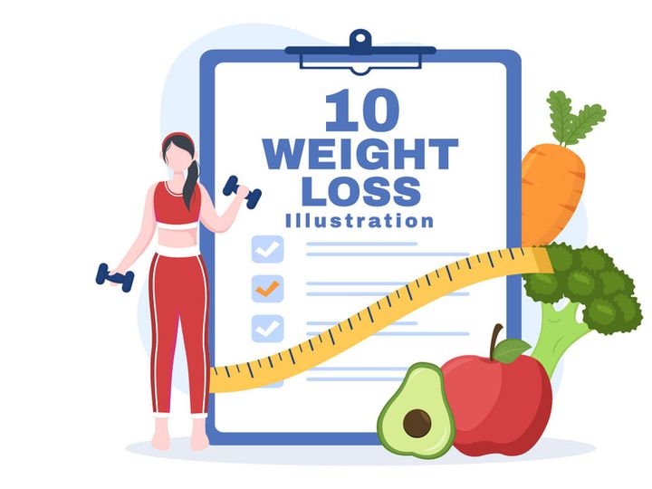 10 Weight Loss Flat Illustration