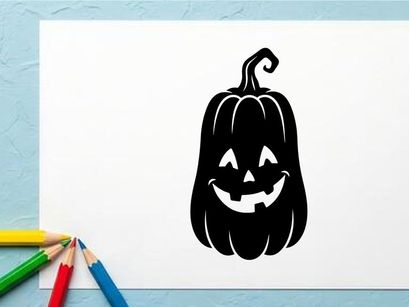 Halloween Pumpkin Jack-o'-Lantern with Carved Face and Stem