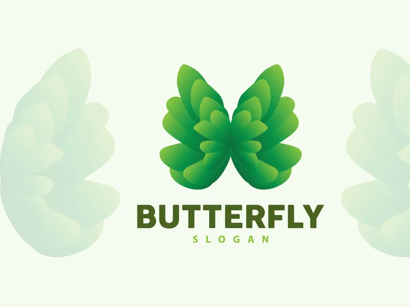 Butterfly Logo Design Beautiful Flying Animal, Company Brand Icon Illustration