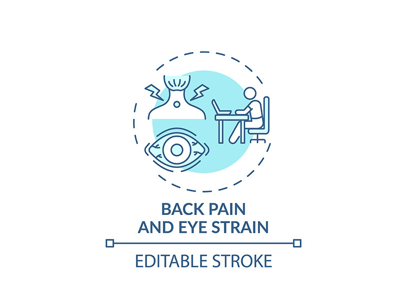 Back pain and eye strain concept icon