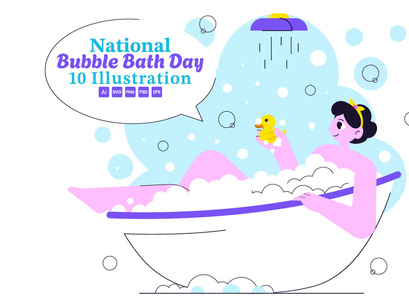 10 National Bubble Bath Day Illustration