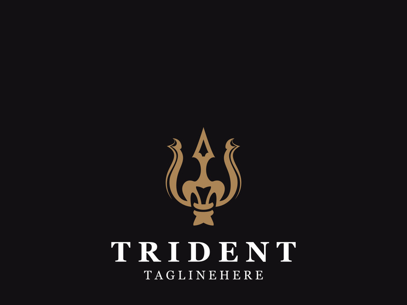 Trident Poseidon Logo, Spear Simple Vintage Template Design