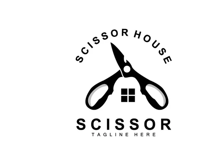 Scissors Logo Design, Barbershop Shaver Vector, Babershop Scissors Brand Illustration