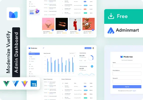 Modernize Free Vuetify Vuejs Admin Dashboard Template