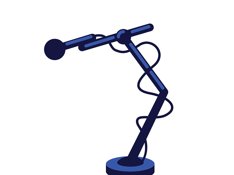 Microphone with wires flat color vector object