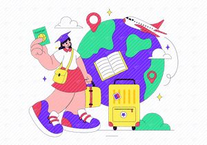 10 Study Abroad Vector Illustration