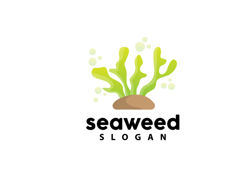 Coral reef logo vector silhouette sea fish habitat simple beautiful sea plants