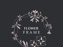Floral frame flower round shape emblem logotype isolated on white background, leaves luxury linear logo circle style boutique