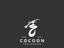 Cocoon logo Butterfly silkworm symbol. Illustration caterpillar animal template design