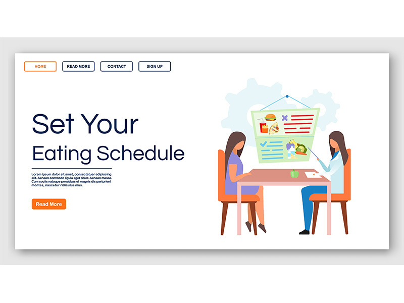 Healthy eating schedule landing page vector template