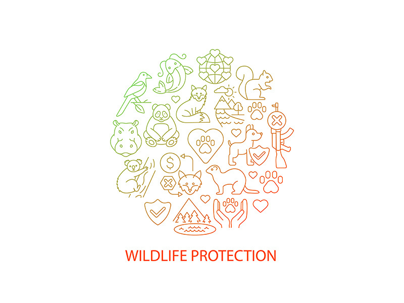 Wildlife protection abstract gradient linear concept layout with headline