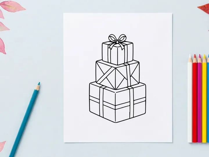 Tumpukan kotak hadiah Natal dengan pita dan dasi kupu-kupu untuk perayaan hari raya dan dekorasi meriah
