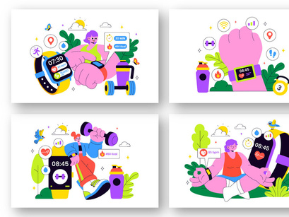 10 Smart Wearable Fitness Band Illustration