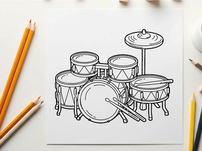 Drum set isolated vector illustration flat design