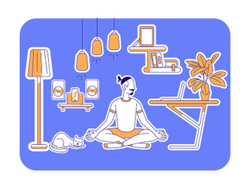 Man learn yoga flat silhouette vector illustration preview picture