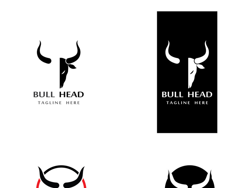 Retro vintage bull head horns logo.