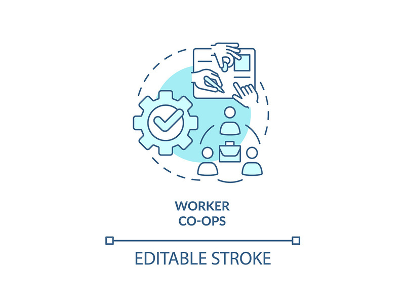 Worker co-ops turquoise concept icon