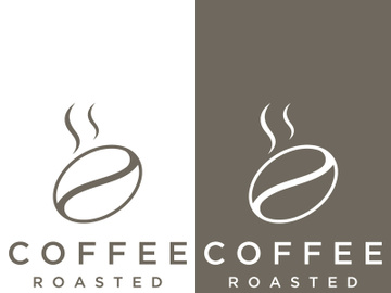 Coffee bean logo design with retro outline. preview picture