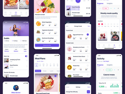 Fitbox - Workouts & Meal Planner UI Kit for Sketch