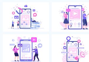 22 Social Media Marketing Flat Illustration