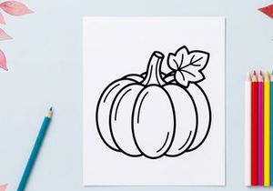 Pumpkin with leaf for autumn harvest. Seasonal vegetable display for fall decor.