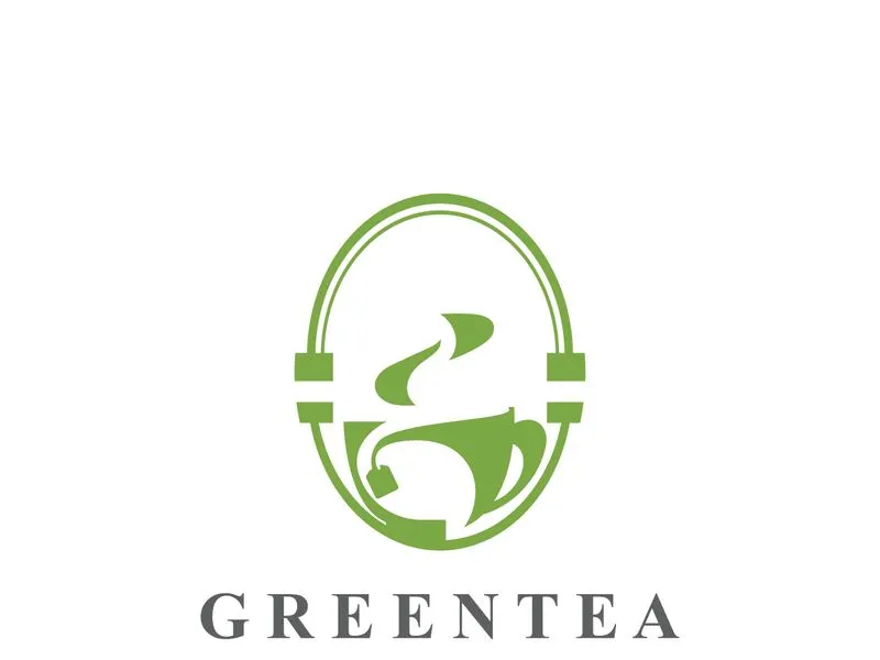 Green tea logo, herbal, organic health minimal design template