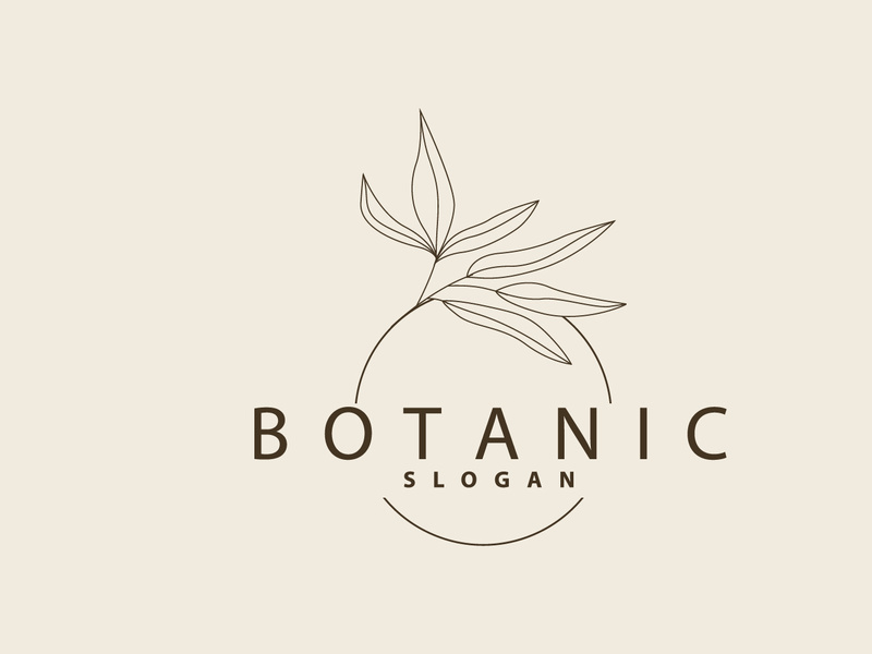 Leaf Line Logo, Beautiful Hand Drawn Design