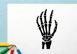 Black Skeleton Hand Illustration for Medical or Halloween Themes