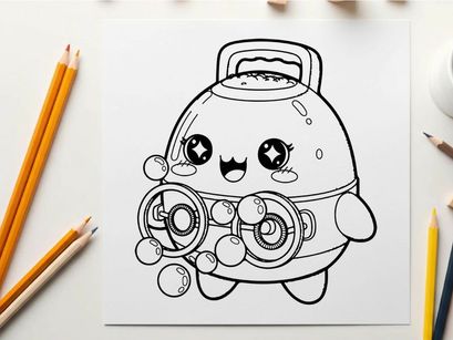 Cute robot mascot character smiling vector illustration