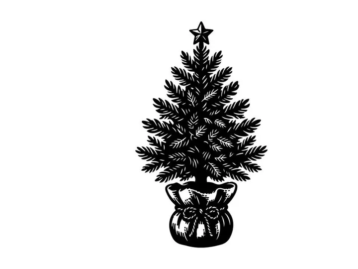 Decorative Christmas Tree in a Pot with Star Topper for Holiday Decor