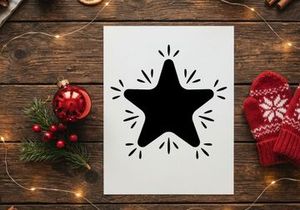 Schwarzes Stern-Icon mit strahlenden Glitzer-Effekten isoliert auf weißem Hintergrund
