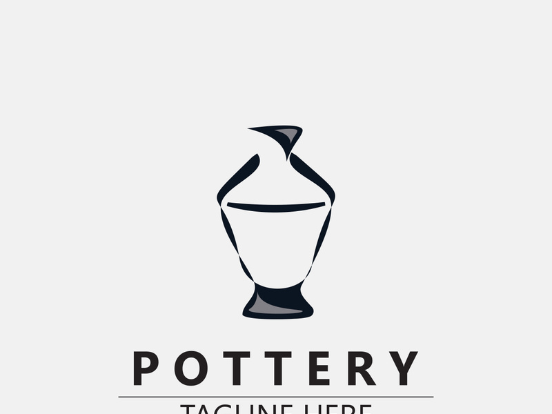 Pottery logo design handmade, creative traditional mug craft sign concept inspiration nature workshop