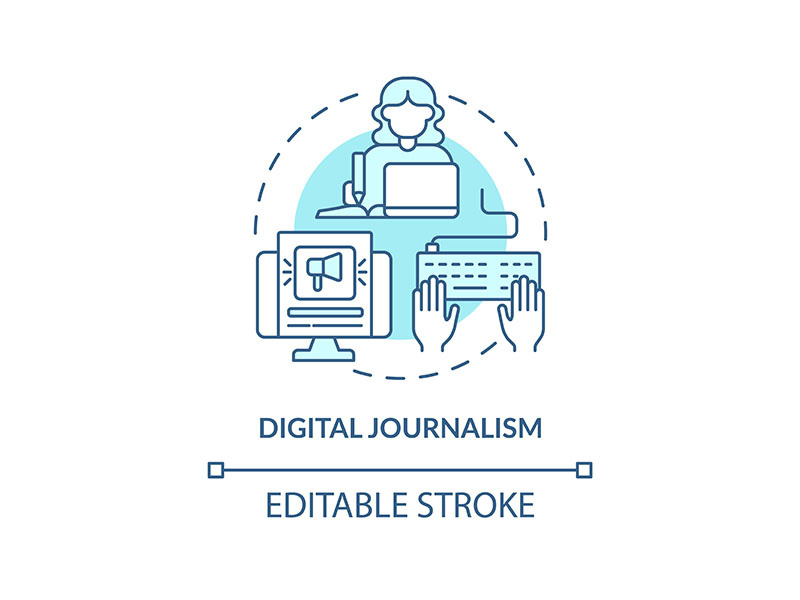 Digital journalism turquoise concept icon