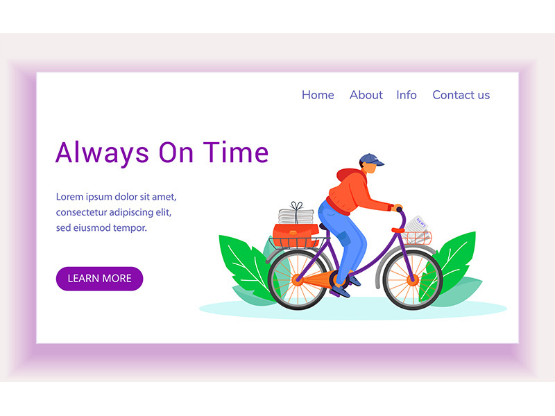 Always on time landing page vector template