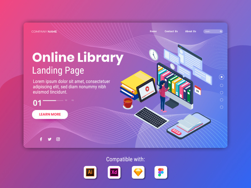 Online Library - Landing Page illustration