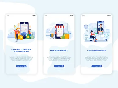 Financial onboarding mobile app illustration concept